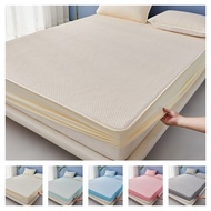 Cadar 1 PC Ice Silk Solid Color Fitted Sheet For Summer Feel Cooling Breathable Bed Mattress Cover Single Queen King/Super King Size