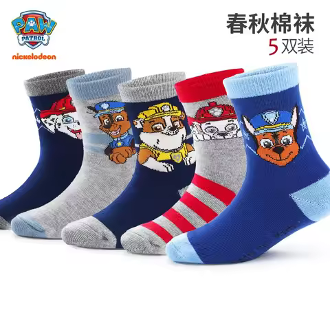 5 Pairs /Lot Genuine Paw Patrol Chase Skye Ryder Baby Boys Girls Soft Colorful Socks For Kids Breath