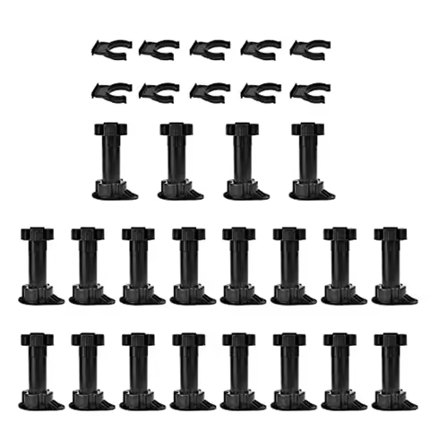 ABUP-40Pcs Furniture Feet Adjustable Cupboard Foot Leg Unit Cabinet Legs With Kick Board Clips For K