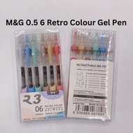 M&G Retractable 0.5 Gel Pen 6 Retro Colour Gel Pen Set AGP023R4 (One Box Have 6 Colour)(Price For 1