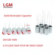 5Pcs  DIP 50V 63V 100V Solid Electrolytic Capacitor Super Low ESR 4.7U 22UF 33UF 47UF 68 100UF 220UF