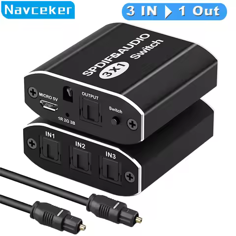 Digital SPDIF Optical Audio Splitter Switch Toslink Splitter Switcher Adapter 1x3 Optical Splitter 1