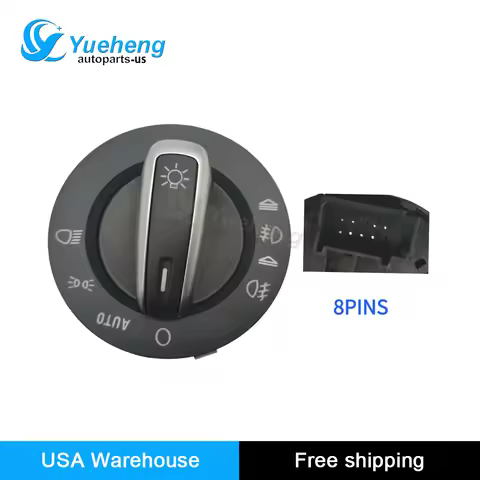 Chrome Headlight Control Switch 8‑Pins OE 4F1941531E5PR Auto Head Lamp Knob For Audi A6 Quattro Q7 S