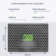 Plat besi ram speaker 30 cm x 60 cm hexagonal
