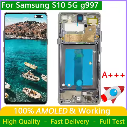 Super AMOLED LCD For SAMSUNG Galaxy S10 5G G977 G977N G977U LCD Display Touch Screen and Frame Digit
