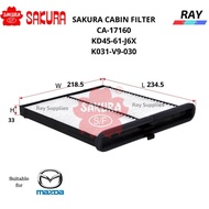 SAKURA CABIN AIRCON FILTER CA17160, CA-17160,MAZDA3 1.5 Skyactiv-G ,MAZDA CX-5, MAZDA6 2.5 PY, MADZA
