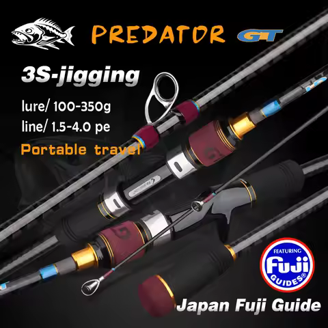 NEW PREDATOR Japan Fuji Guide jigging rod 1.8M/1.98M 3S portable travel rod Solid carbon fiber jiggi