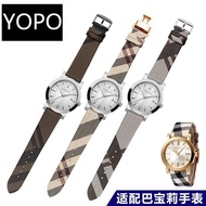 Plaid Genuine Leather Men's and Women's Watch Strap Suitable for BurberryBURBERRY BU19384Burberry Watch Bracelet