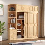 All Solid Wood Pine Sliding Door Wardrobe 1.8m Two Door Wardrobe Bedroom Log Children's Wardrobe Cab