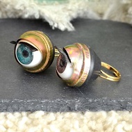 金屬22mm眼珠戒指 可調整尺寸 活動眼珠 戴起眼睛會眨眼