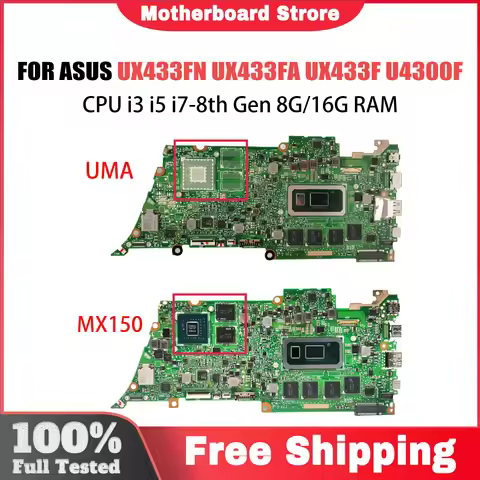 UX433FA Motherboard For ASUS Zenbook 14 UX433F UX433FN U4300F Laotop Mainboard I3-8145U I5-8265U I7-