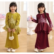 Kurung Peplum Budak Perempuan Kurung set Elegant Raya Muslimah Moden Budak 1-12 Tahun Baju Kurung Ra