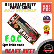 HEAVY DUTY 5 in 1 PAPER KNIFE/ SNAP-OFF BLADE KNIFE/ CUTTER KNIFE/ PISAU BLADE