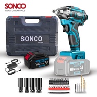 SONCO 38890 Heavy Duty 688VF Cordless Impact Wrench Electric 1/2 Inch Socket Drill Screwdriver Bater