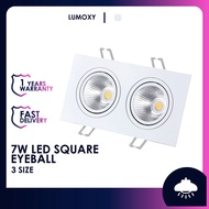 LMY_ LED 7W Recessed Eyeball Spotlight Square w Casing White Frame Set Ceiling Downlight Down Light Lampu Hiasan Siling