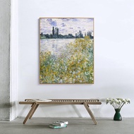 Claude Monet ศิลปะบนผืนผ้าใบสำหรับติดกำแพง-ธนาคารแห่งแม่น้ำแซนที่ภาพวาดของอิมเพรสชั่นนิสต์ทำซ้ำโปสเต
