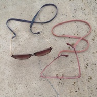 眼鏡帶子眼鏡鍊吊繩掛繩皮繩真皮太陽眼鏡屆時皮革-藍色