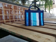 babao กระเป๋าถุงผ้าพีพีสาน (PP Woven Fabric) ทรง Summer bao 2S  (สีฟ้าสลับขาว) ขนาด 25x12x20 CM.