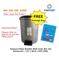 Century 10L Pedal Dustbin / Step Bin / Tong Sampah Pijak 1018 free garbage 1bag 30pcs