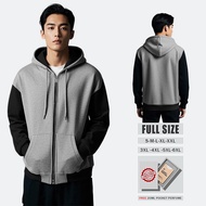 Oversized zipper hoodie (S-6XL) Plain jacket combination GREY BLACK Men's oversized zipper hoodie ja