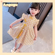 Angugu Summer 2023 New Children's Dress For Baby Girl Chinese Style Cheongsam Skirt For Children's H