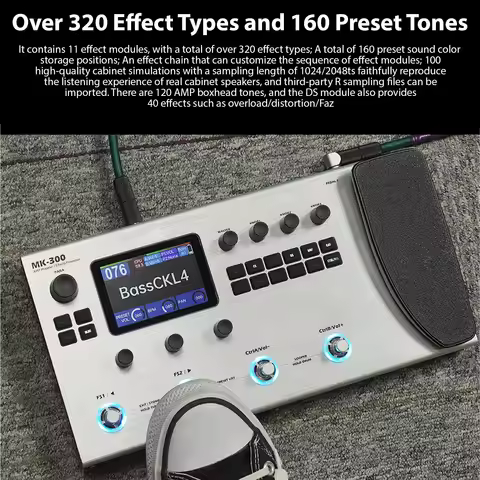 M-VAVE Guitar Effects Processor 120 AMP Models Drum Machine Loop MIDI Interface Re-Amp Portable Guit