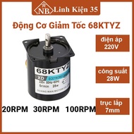 Động cơ giảm tốc 220VAC 28W motor 68KTYZ trục 7mm chế máy quay thịt máy công nghiệp tốc độ 20RPM/30R