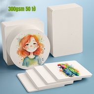 Watercolor Paper 300gsm - Round Paper/Square Paper/Rectangular Paper (50 Sheets)