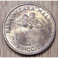 10pcs 10枚/lot  MALAYSIA 1 Ringgit Bunga Raya circulated coin 马来西亚 大红花 1令吉 流通币