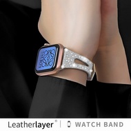 [HOT JUXXKWIHGWH 514] แฟลชสายหนังสำหรับ Apple Watch Band 38มม. 40มม. 41มม. 42มม. 44มม. 45มม. Shiny Glitter ผู้หญิงสำหรับ IWatch Series 7 654321 SE