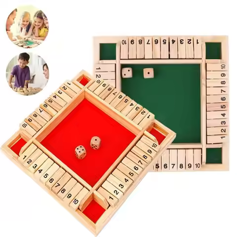4 Players Dice Board Game Wooden Pub Bar Party Supplies Shut The Box Kids & Adults Family Entertainm
