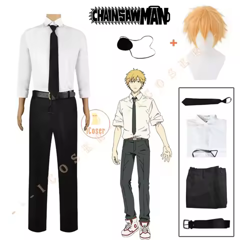 Anime Chainsaw Man Denji Cosplay Costume Wig Public Safety Devil Hunter Uniform Shirt Tie Pants Suit
