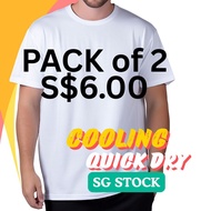 [SG Stocks] Pack of 2 Microfiber White T Shirt Inner wear Inner tee Gym t shirt Running tee SJ109A/W