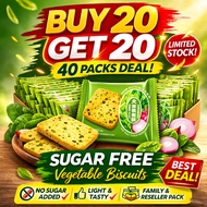 HALAL | 40PCS Mixed Vegetable Crackers – Sugar-Free, Oil-Free Healthy Snack |Diabetic &Diet-Friendly