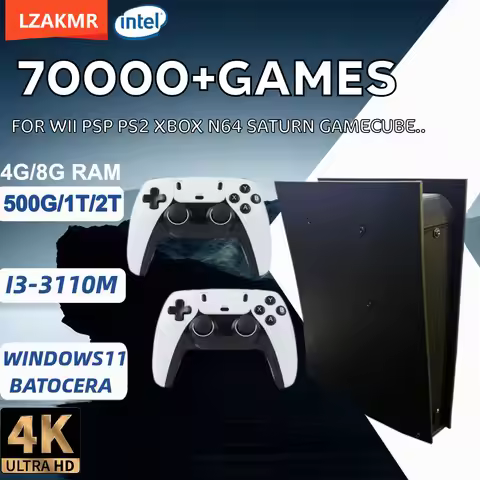 Retro Game Console BS5 60+Emulators 500GB Batocera I3-3110M 70000+Games For Wii PS2 PSP GameCube N64