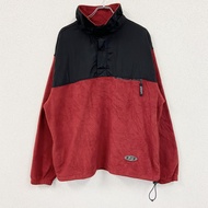 古著 Champion 紅色半拉鍊抓絨套頭衫，XL 碼