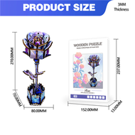 藍玫瑰拼圖立體模型手工diy木製拼接玩具3D木質拼圖