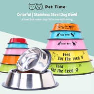 （Pet Time）Pet stainless steel bowl Dog rice bowl Water Bowl