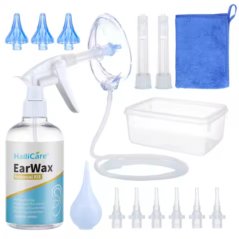 500ml Ear Wax Washing Kit Irrigation Water Washing Syringe Squeeze Bulb Ear Cleaner Set Plastic Ear 