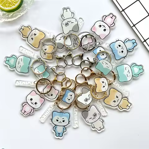 3PCS KPOP ITZY Acrylic Double-sided Keychain Twinzy Cartoon Keyring Yeji Lia Ryujin BORN TO BE World