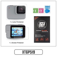 Tempered Glass Protective Lens Film + LCD Screen Protector for GoPro Hero 7 Silver White Camera for 