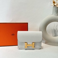 HERMES 康康 H扣 錢包/腰包 (白 x 金釦 x 牛皮 Epsom)