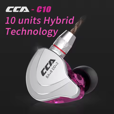 CCA C10 1DD 4BA Hybrid 2PIN In Ear Earphone HIFI DJ Monitor Running Sport Headset Earbud With Detaca