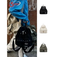 Korean Niche Deinet Bag 2025 Backpack Drawstring Pocket Rivet Canvas Large Capacity Backpack