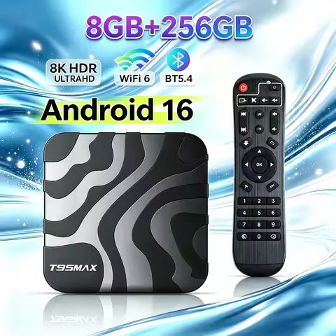 T95max Smart TV Box Android16 8GB 256GB Allwinner H618 Support 2.4&5G Wifi6 4K 8K HD Video BT5.4 Goo