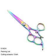 Left Hand Hair Shears 6 Inch 180 Swivel Japan Hair Scissors Rainbow Hair Cutting Scissors Lyrebird H