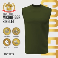 888co CoolFit Microfiber Singlet Sleeveless Baju Jersey Tshirt Jersi Murah Army Green
