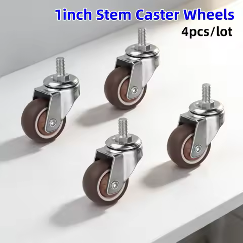 4 Pcs/lot 1 inch Stem Caster Wheels Furniture Castor Wheels TPR Screw Rod Wheels 360° Swivel Cart Wh