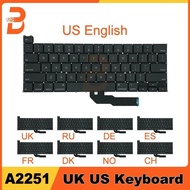 New Laptop A2251 Keyboard US UK Thailand For Macbook Pro Retina 13" A2251 Keyboard Replacement Early