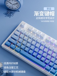 Fog Blue Gradient PBT Translucent Mechanical Keyboard Keycap 68/75/87/98/108 Key Wolf Spider F87pro